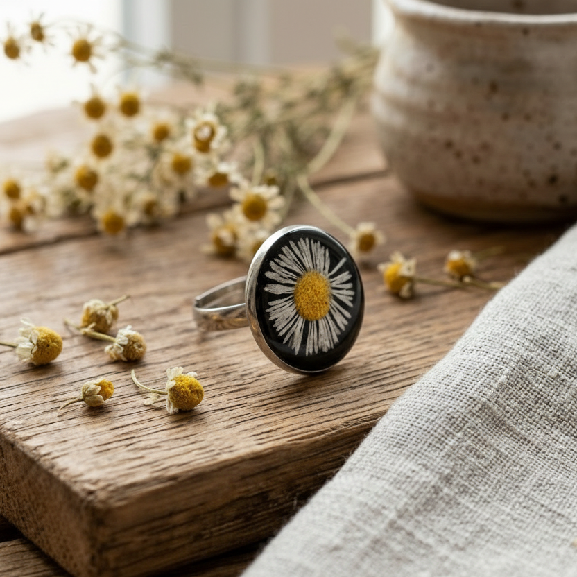 Midnight Daisy Ring