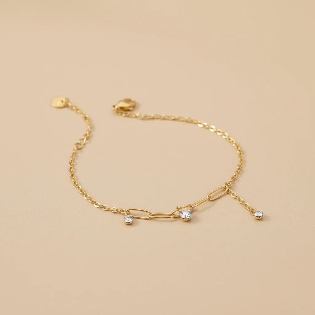 Anti-tarnish solitaire Gold Bracelet