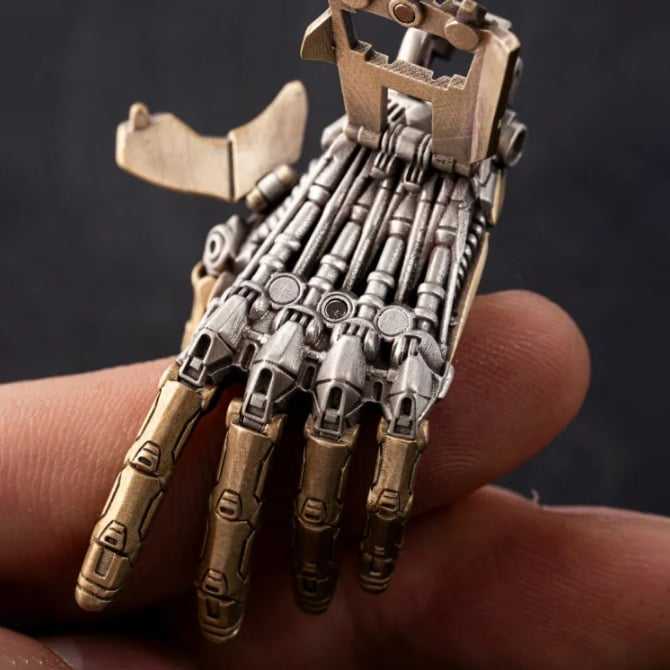 Mechanical Hand Pendant Gold Plated