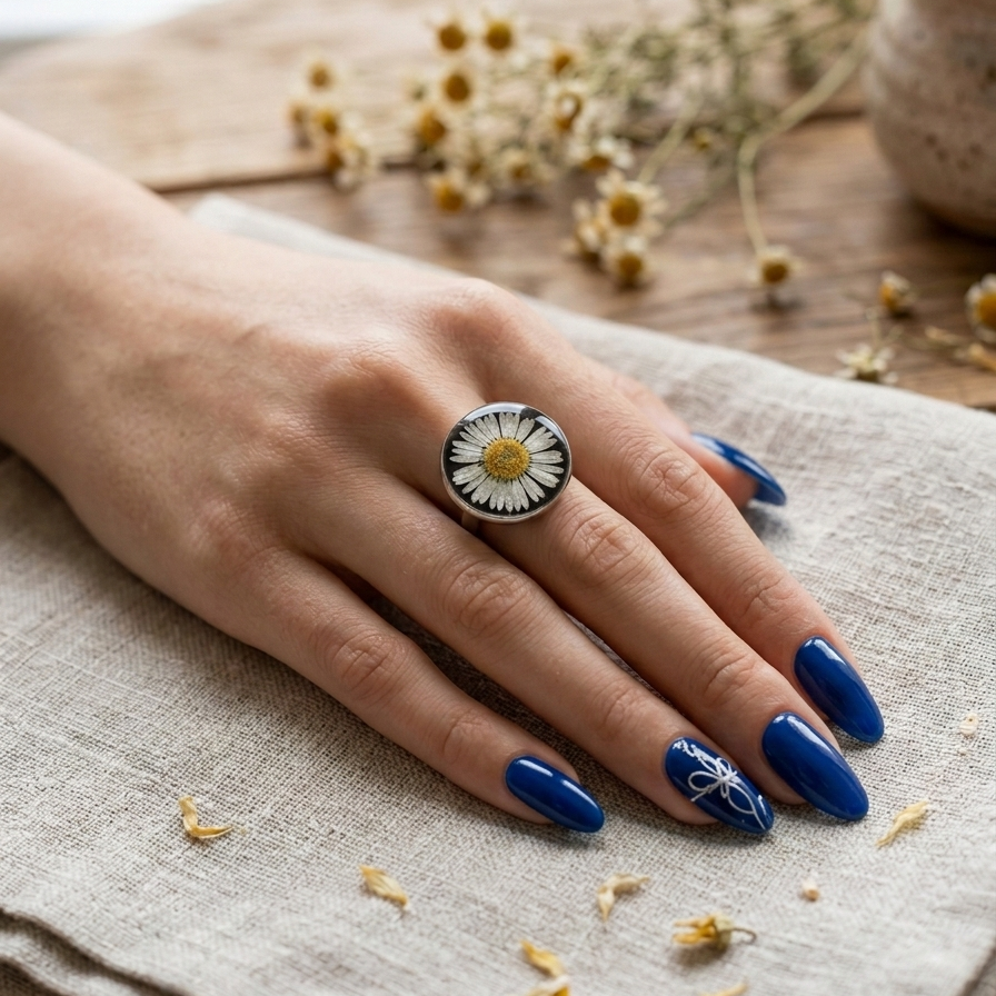 Midnight Daisy Ring
