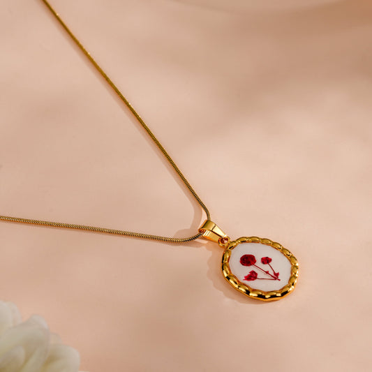 Red Bloom Minimal Necklace