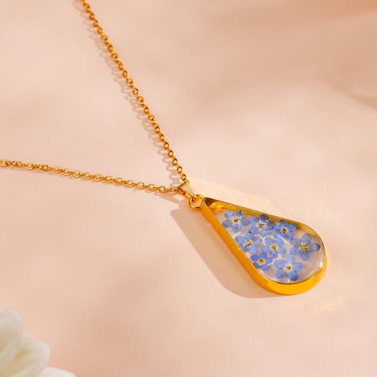 Forget Me Not Teardrop Necklace
