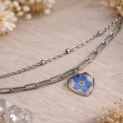 Sky Petal Heart Layered Bracelet