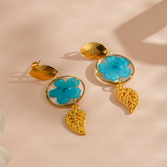 Aqua Blossom Drop Earrings