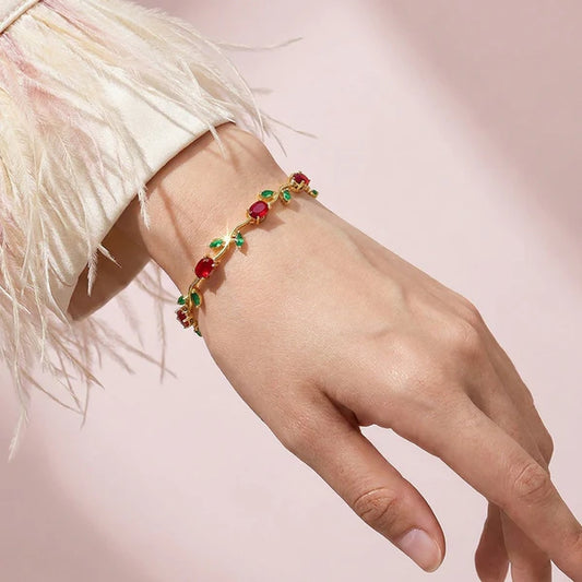Tulip Bracelet Red & Green Gold