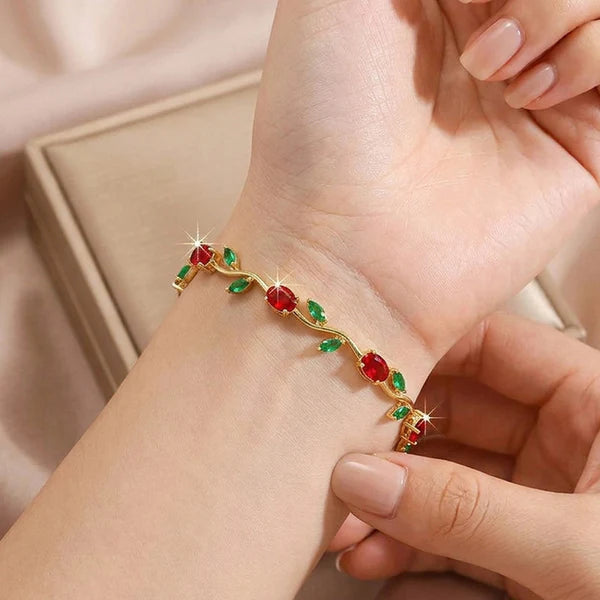 Tulip Bracelet Red & Green Gold