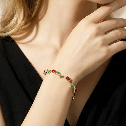 Tulip Bracelet Red & Green Gold