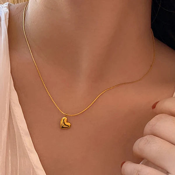 Gold Plated Anti-tarnish Minimal Heart Necklace