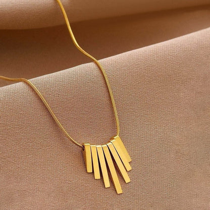 Gold Plated Anti Tarnish Stainless Steel Dangling Stripes Pendant