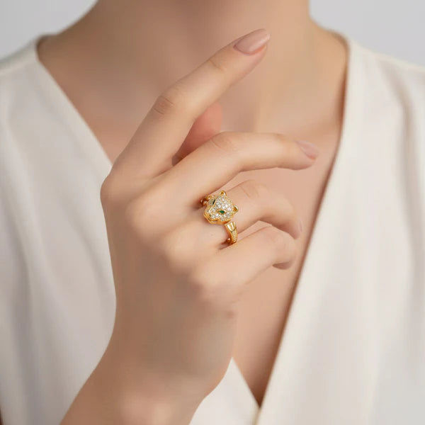 Gold Plated Anti-tarnish Adjustable Jaguar Ring