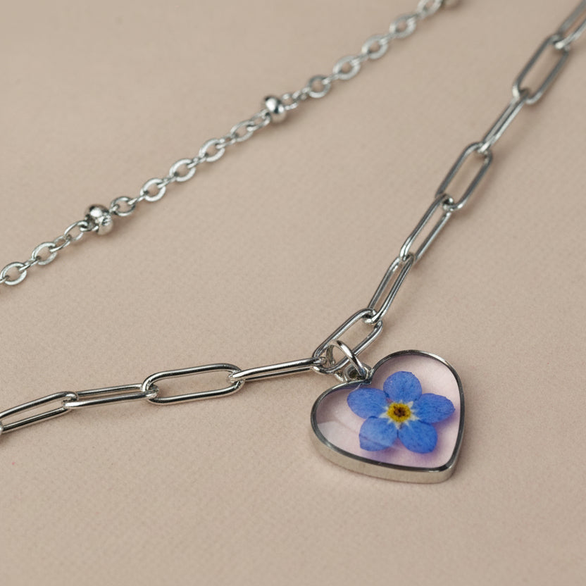 Sky Petal Heart Layered Bracelet