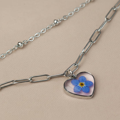 Sky Petal Heart Layered Bracelet