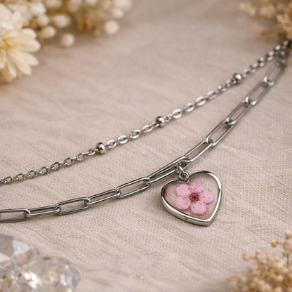 Sky Petal Heart Layered Bracelet
